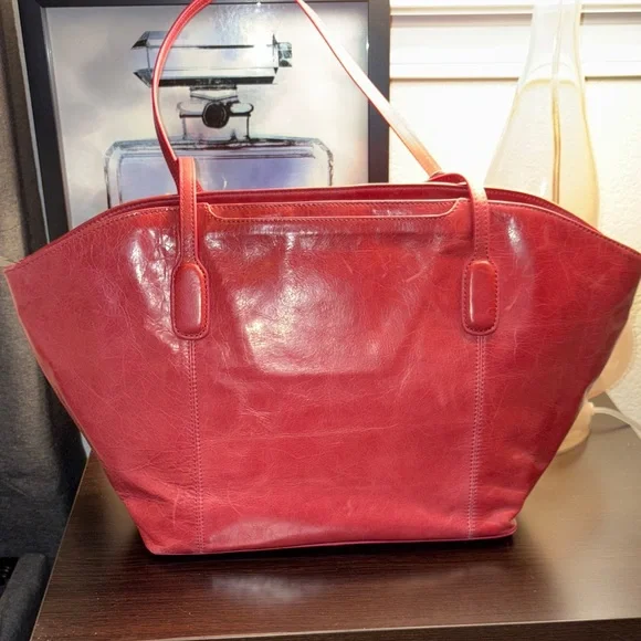 HOBO Cherry Red Leather Tote - Picture 2 of 9